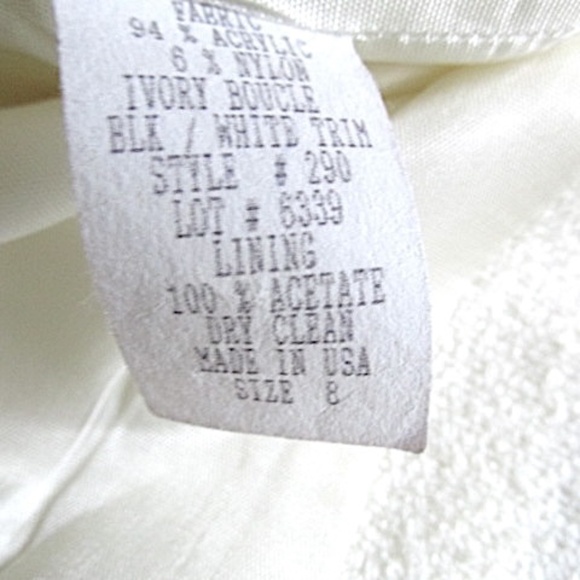 Ivory Cropped Jacket with Black Accents, Chanel-style, Size 8 - Picture 11 of 11